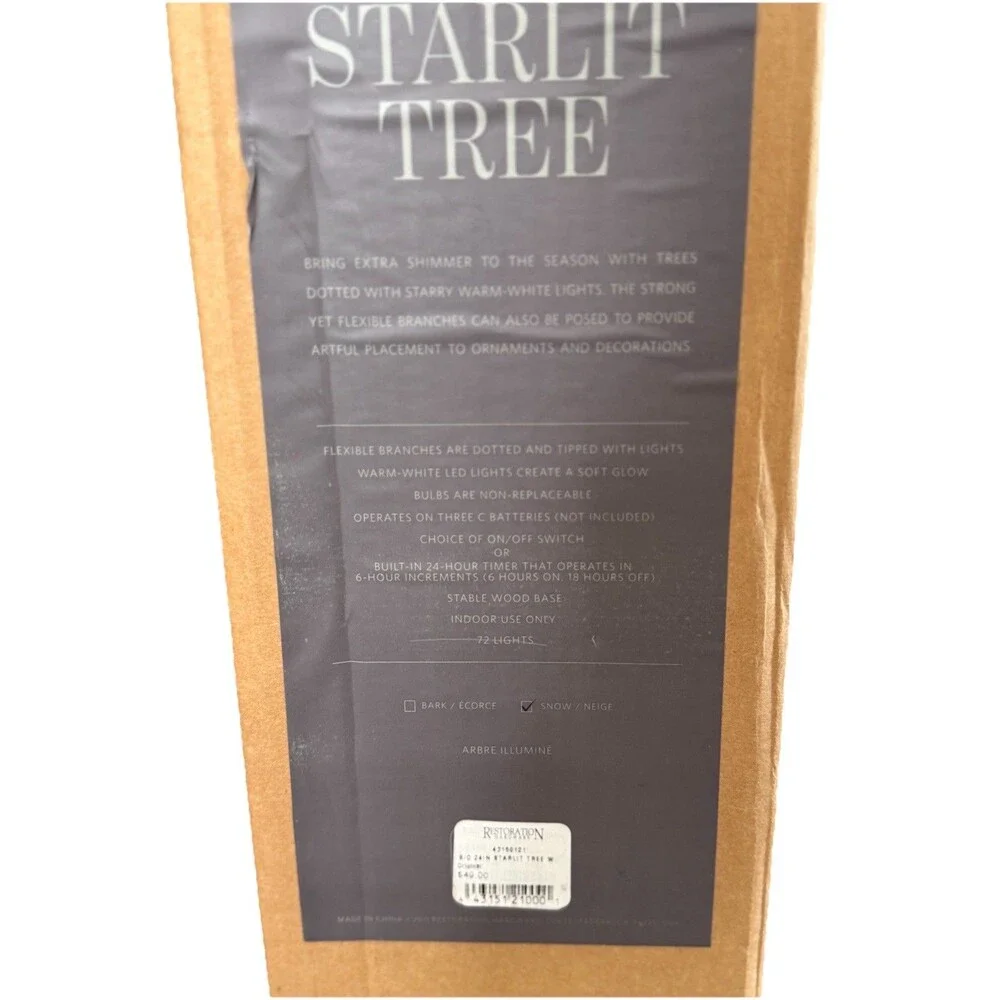 Restoration Hardware Starlit Winter 2 Feet Holiday Tree LED HTF White